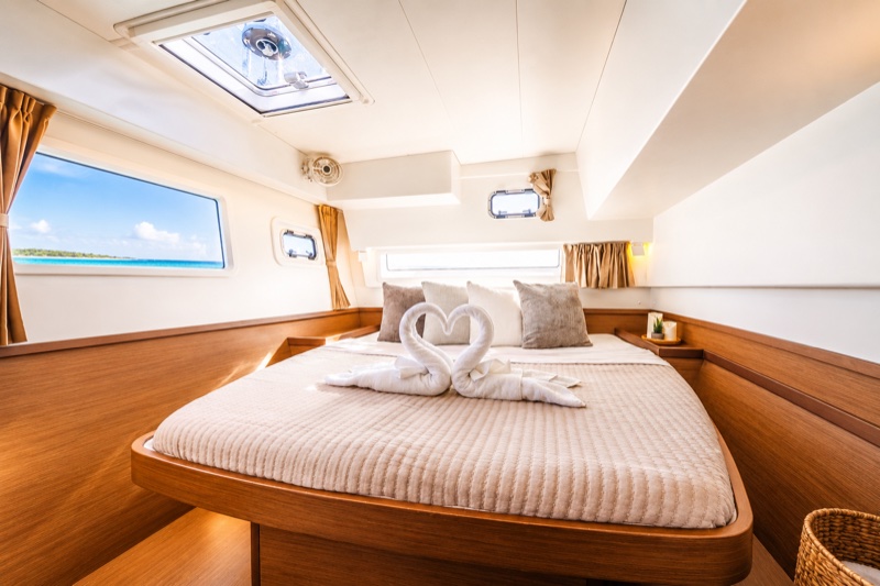 Luna Cat's master cabin — comfortable and private with ocean views