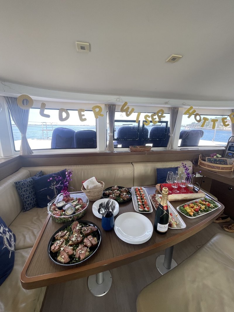 Celebration meal aboard LunaCat
