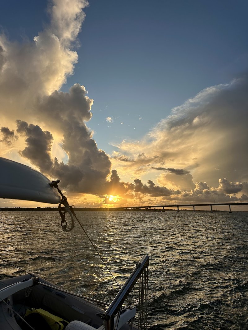 Dramatic sunset from LunaCat's bow
